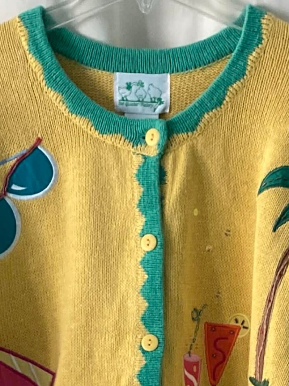 NWT Quacker Factory 2X Beach Cardigan Tropical Embroidered Novelty Sweater